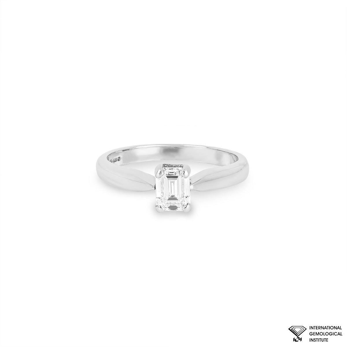 White Gold Emerald Cut Diamond Ring 0.73CT G/VS2