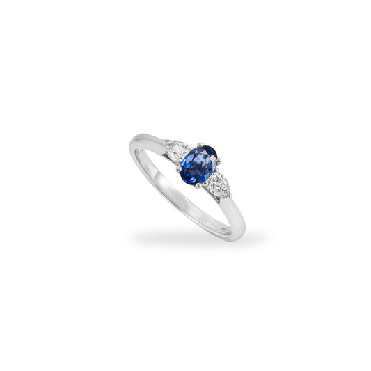 White Gold Sapphire & Diamond Three Stone Ring 0.26CT