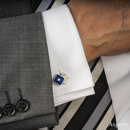 Asprey White Gold Lapis Lazuli & Diamond Cufflinks