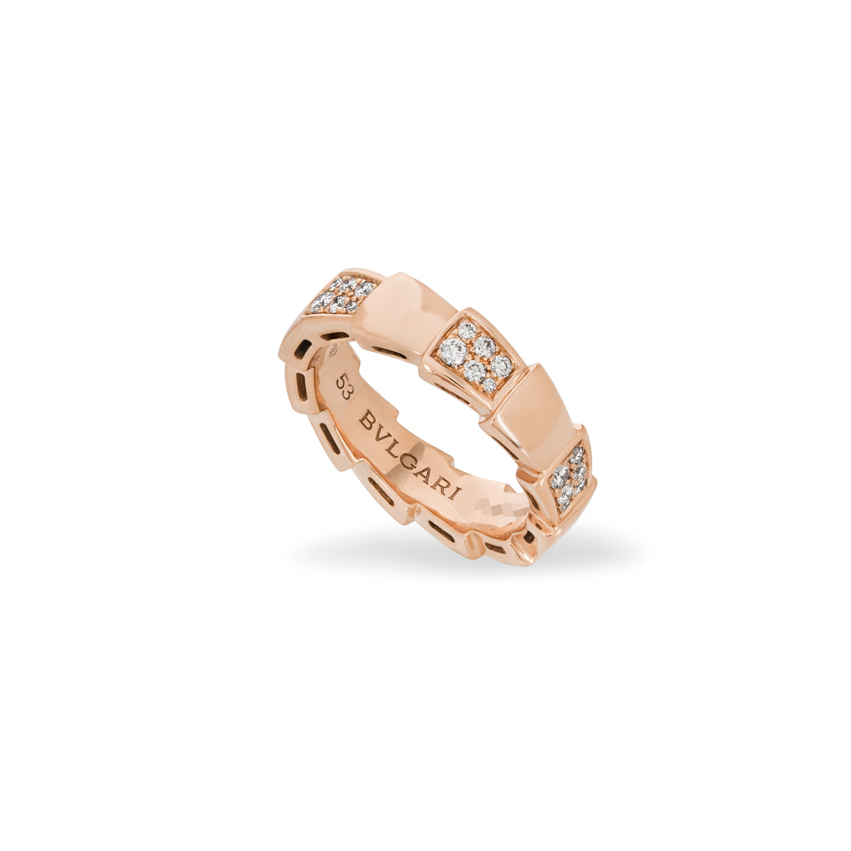 Bvlgari Rose Gold Diamond Serpenti Viper Ring Size 55 353288