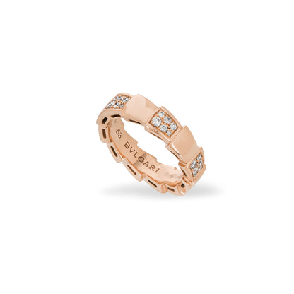 Bvlgari Rose Gold Diamond Serpenti Viper Ring Size 55 353288