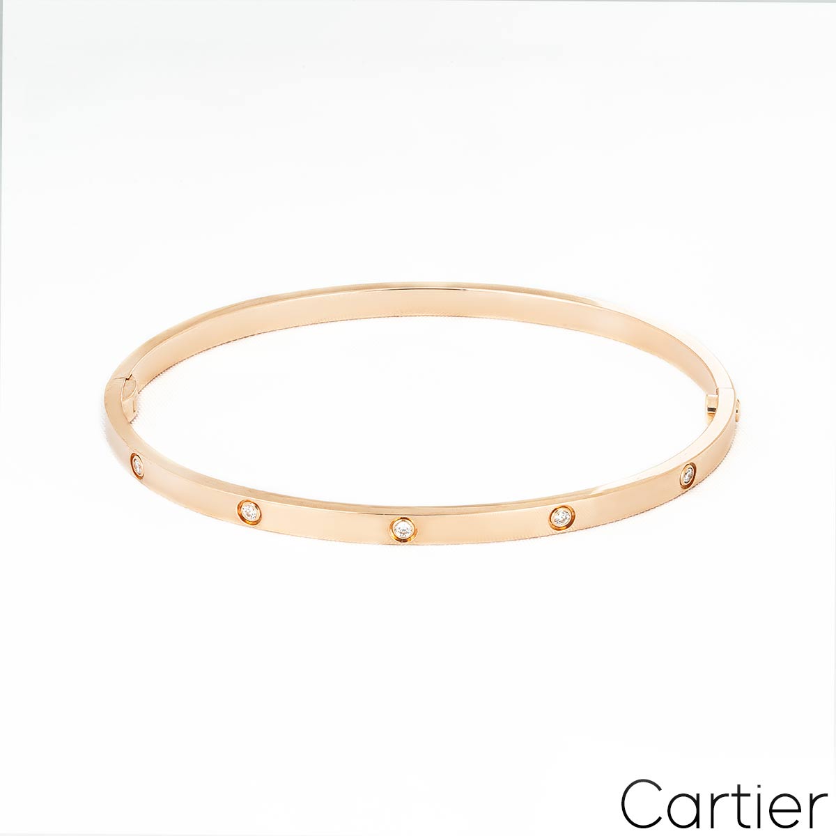 Cartier Rose Gold Full Diamond Love Bracelet Sm Size 16 B6047916