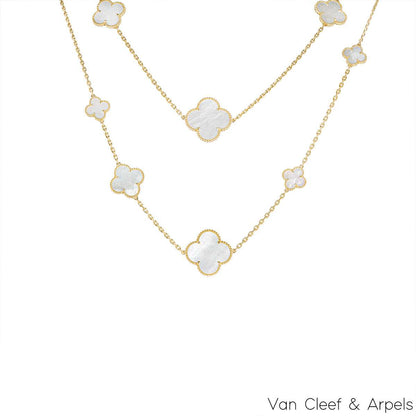 Van Cleef & Arpels Yellow Gold Mother Of Pearl Magic Alhambra 16 Motif Necklace VCARD79300