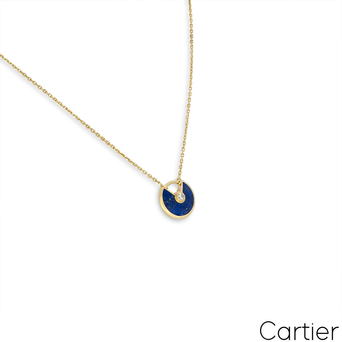 Cartier Yellow Gold Lapis & Diamond Amulette De Cartier Necklace