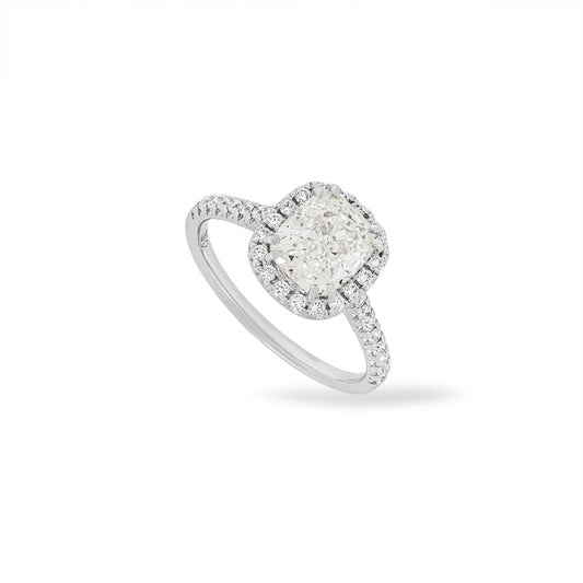 White Gold Cushion Cut Diamond Ring 1.81CT J/SI2