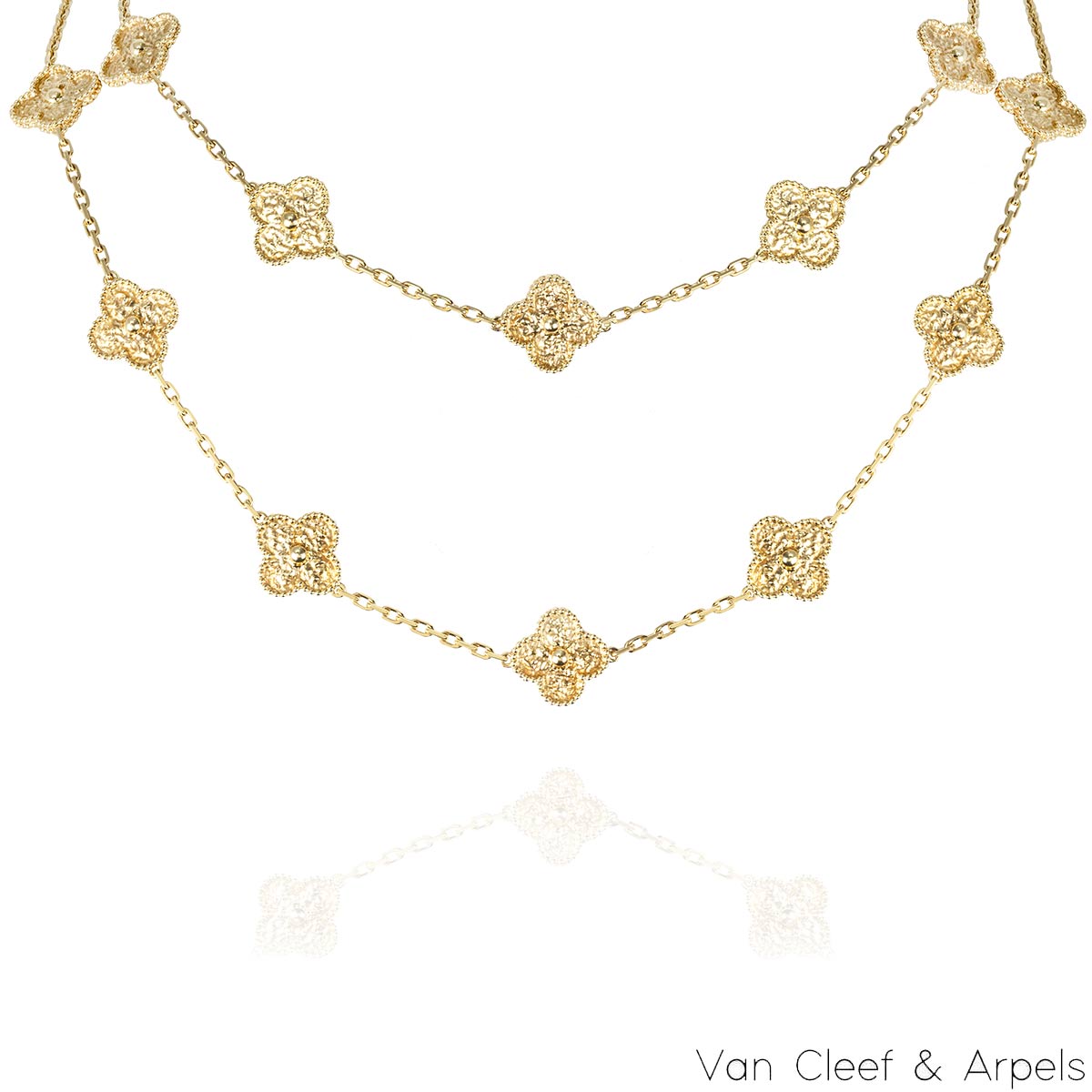 Van Cleef & Arpels Rare Yellow Gold Vintage Alhambra 20 Motif Necklace VCARO1IC00