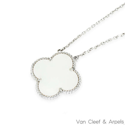 Van Cleef & Arpels White Gold Mother Of Pearl Magic Alhambra Necklace VCARN32200