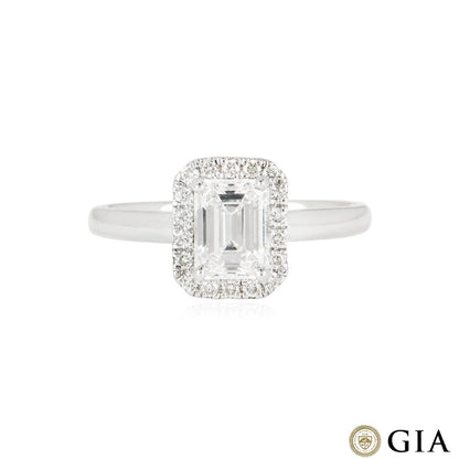 White Gold Emerald Cut Diamond Ring 1.07CT F/if