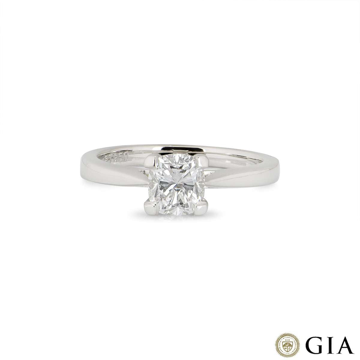 Platinum Cushion Cut Diamond Ring 1.01CT E/VS2