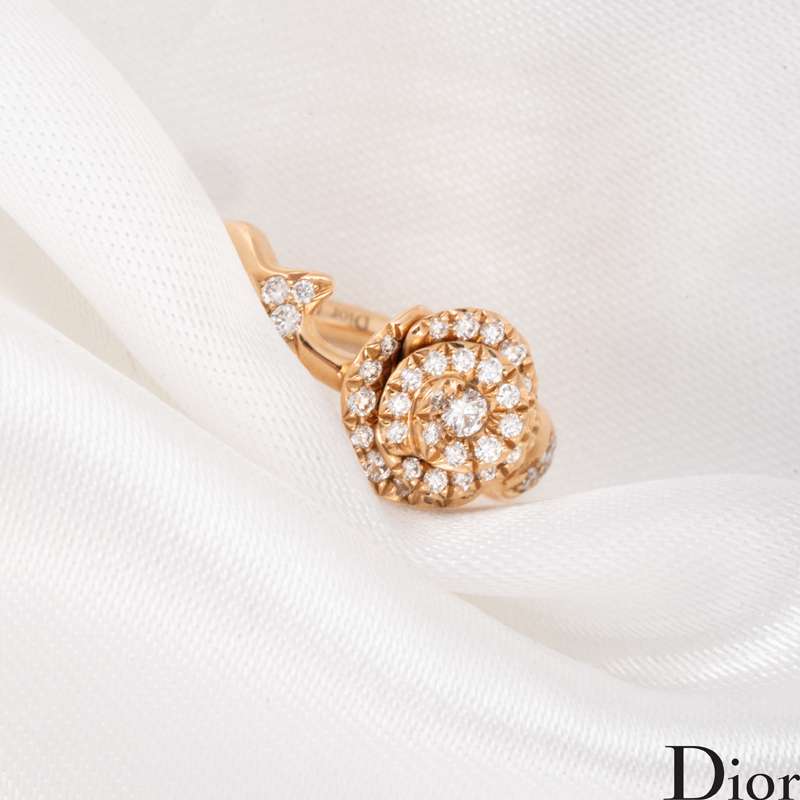 Dior Pink Gold Small Rose Dior Couture Diamond Ring Size 49 0.30CT JRCO95009