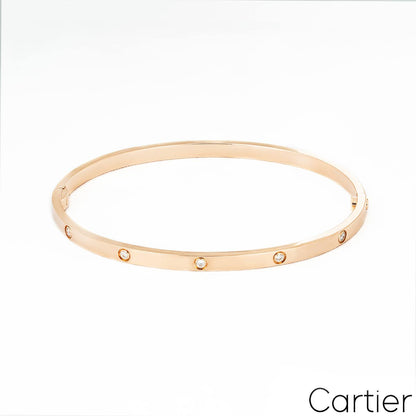 Cartier Rose Gold Full Diamond Love Bracelet Sm Size 19 B6047919