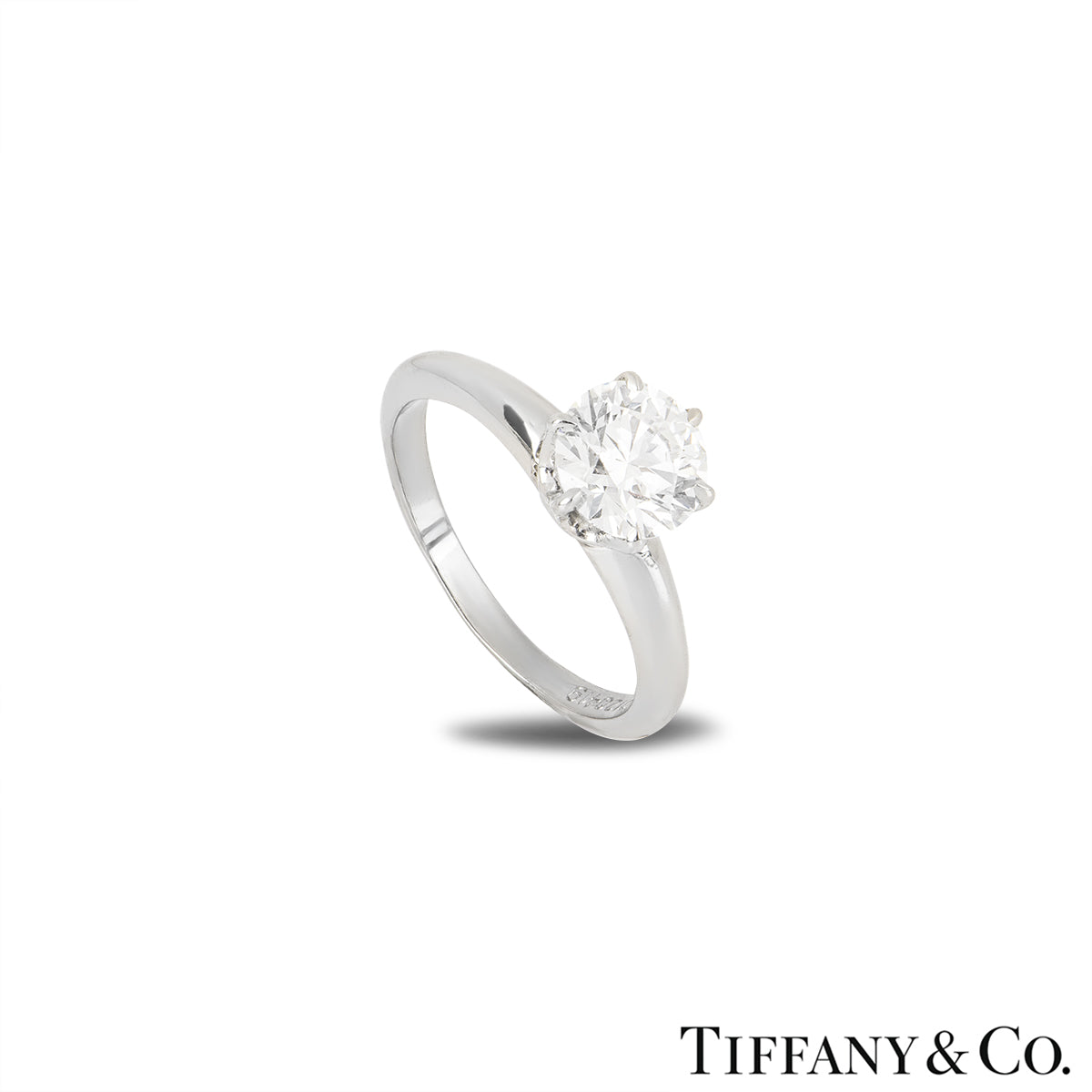 Tiffany & Co. Platinum Round Brilliant Cut Diamond Setting Ring 1.10CT I/VVS2 Xxx