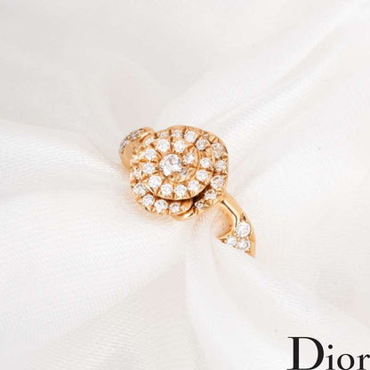 Dior Pink Gold Small Rose Dior Couture Diamond Ring Size 49 0.30CT JRCO95009