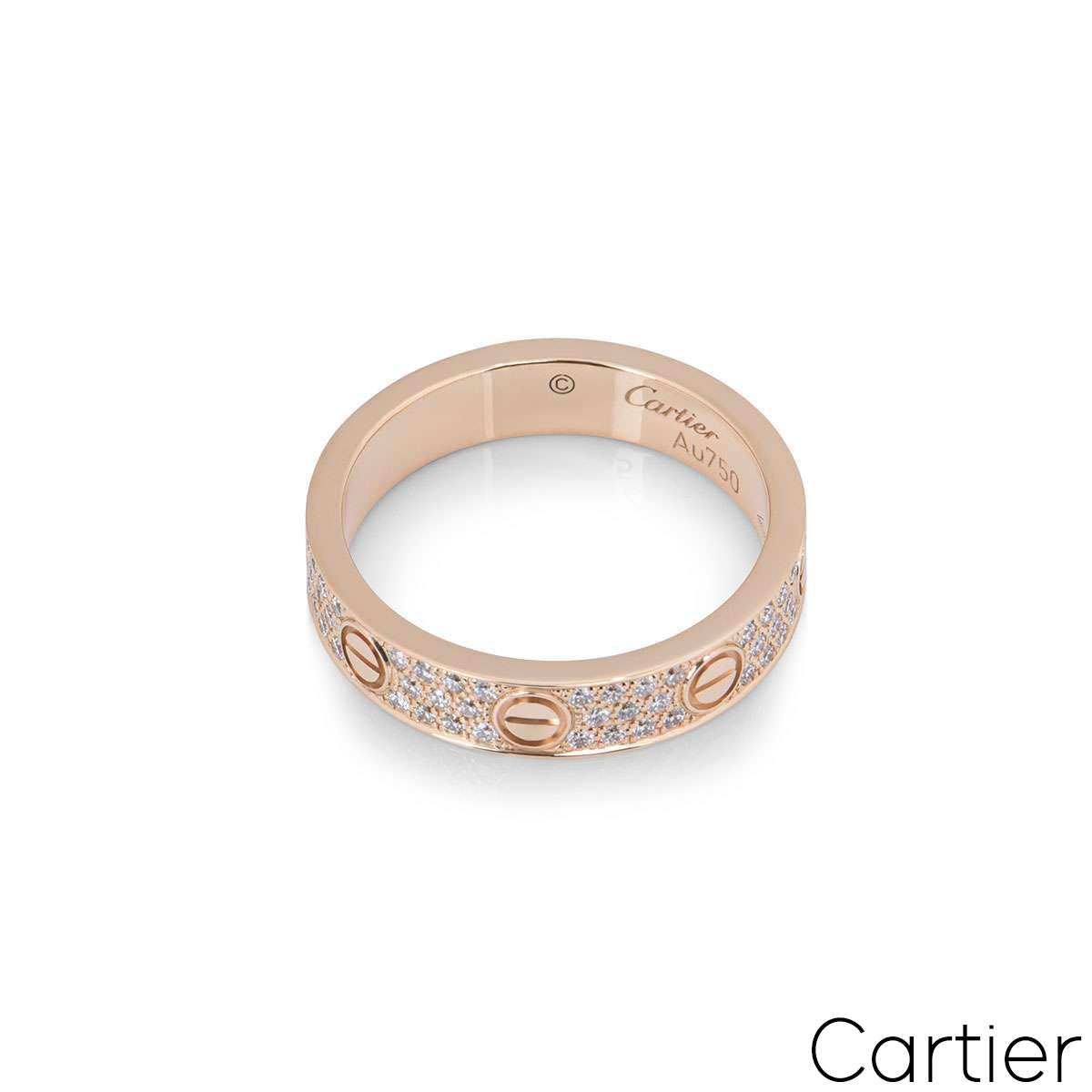 Cartier Rose Gold Pave Diamond Wedding Love Ring Size 49 B4085800