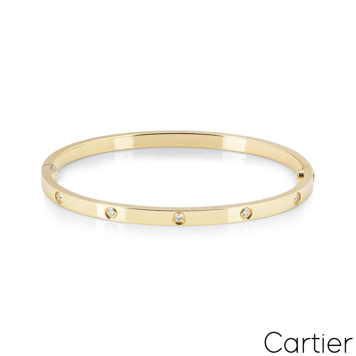 Cartier Yellow Gold Full Diamond Love Bracelet Sm Size 19 B6047819