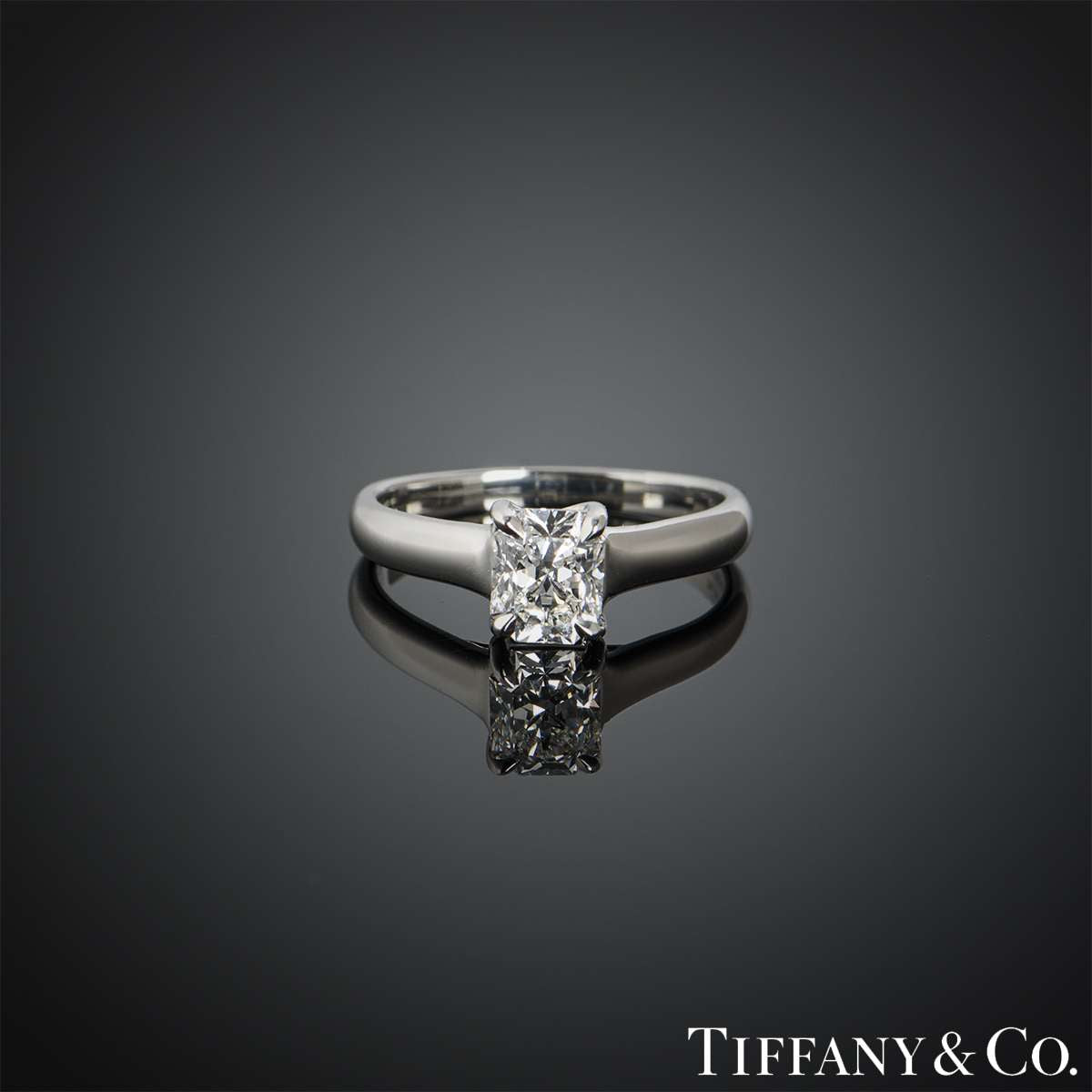 Tiffany & Co. Platinum Lucida Cut Diamond Ring 1.03CT F/VVS2