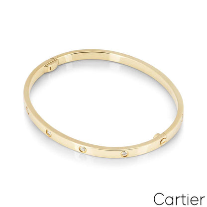 Cartier Yellow Gold Full Diamond Love Bracelet Sm Size 15 B6047815