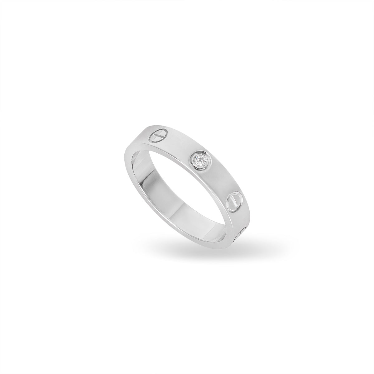 Cartier White Gold Diamond Love Wedding Band Size 48 B4050500