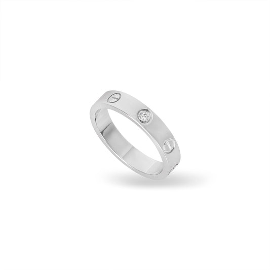 Cartier White Gold Diamond Love Wedding Band Size 48 B4050500