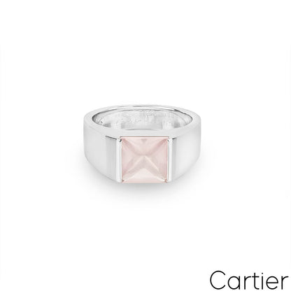 Cartier White Gold Rose Quartz Tank Ring