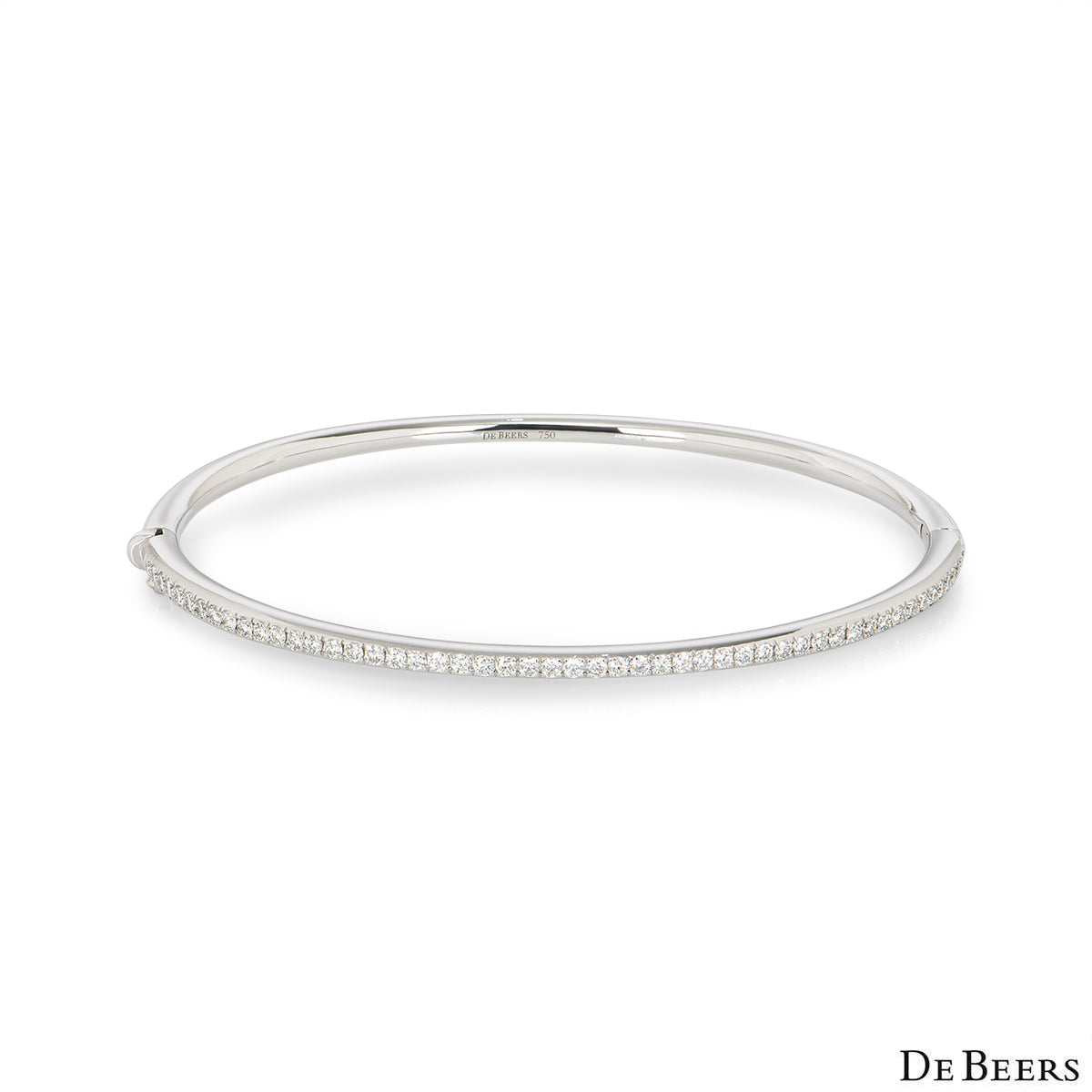 De Beers White Gold Classic Diamond Bangle B102113