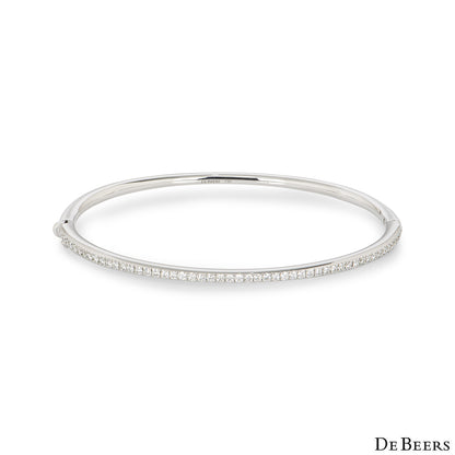 De Beers White Gold Classic Diamond Bangle B102113