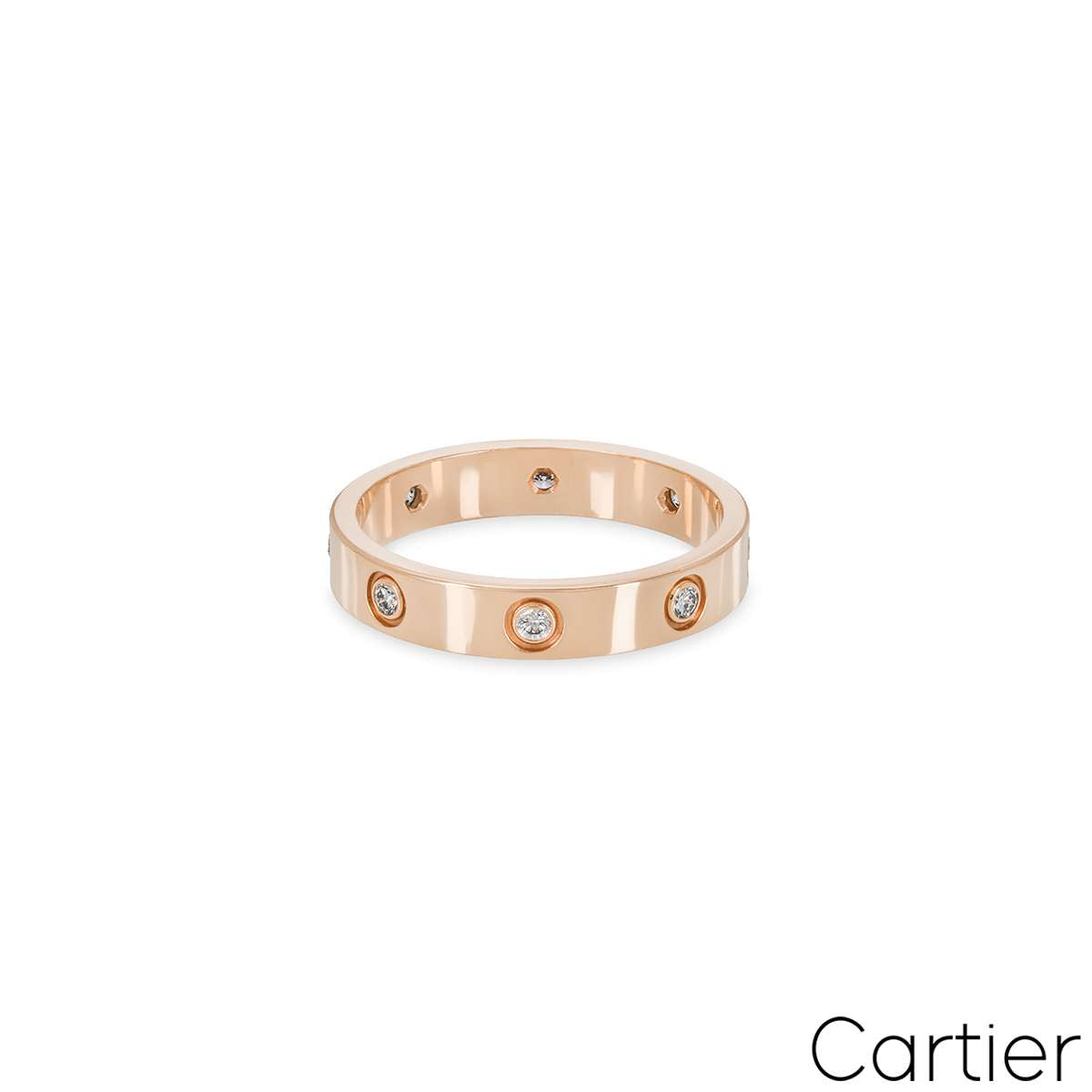 Cartier Rose Gold Full Diamond Love Wedding Band Size 58 B4050800