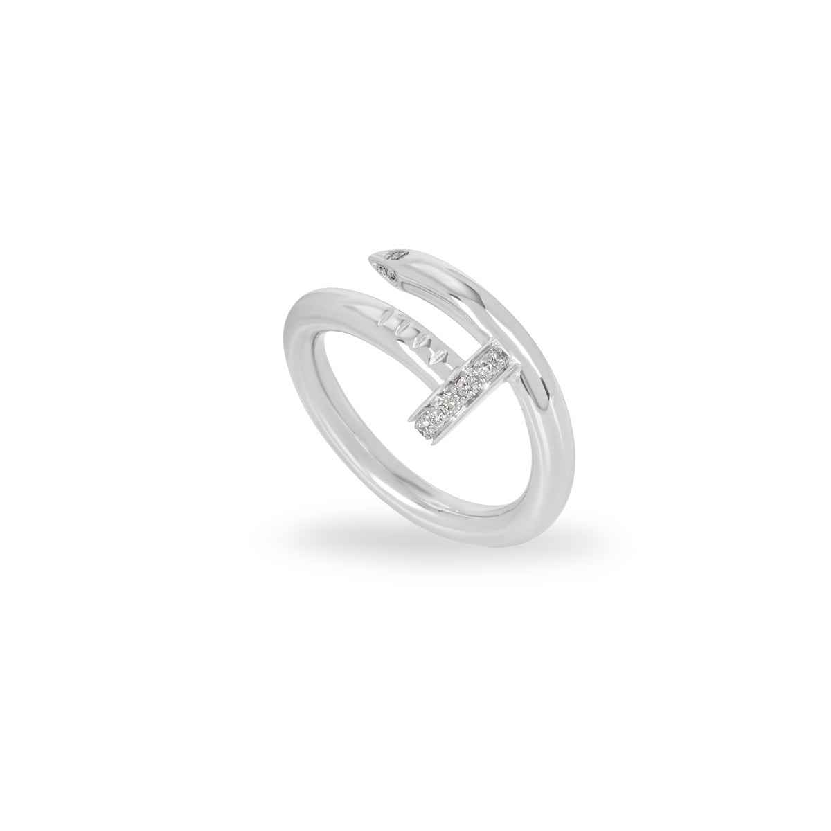 Cartier White Gold Diamond Juste Un Clou Ring Size 56 B4092700