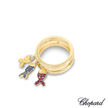 Chopard Yellow Gold Diamond Ruby & Sapphire Fish Ring 82/4702-0002