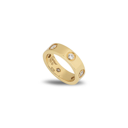 Cartier Yellow Gold Full Diamond Love Ring Size 51 B4025900