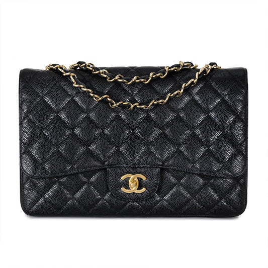 Chanel Black Caviar Jumbo Classic Single Flap Bag