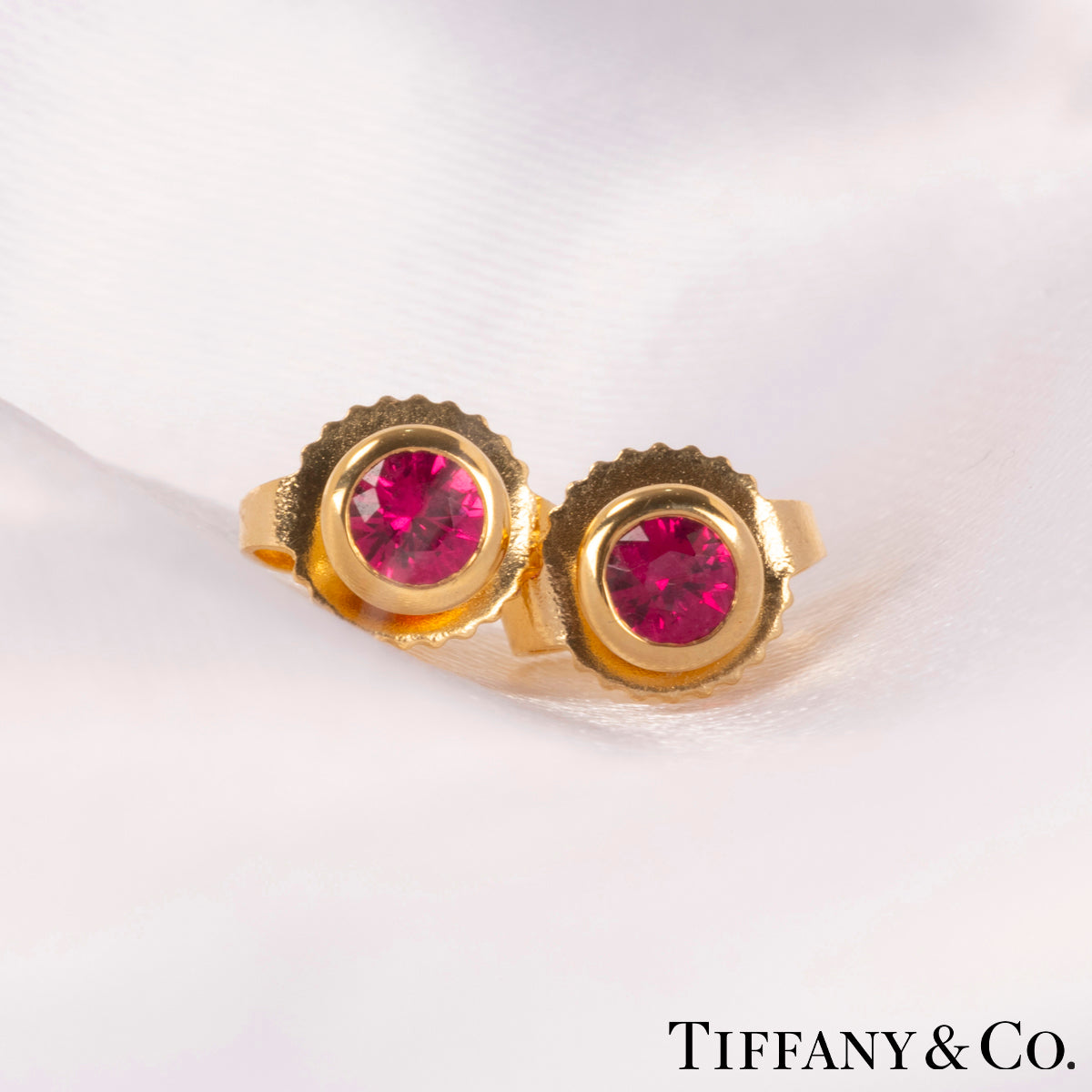 Tiffany & Co. Yellow Gold Color By The Yard Elsa Peretti Ruby Earrings 62632828