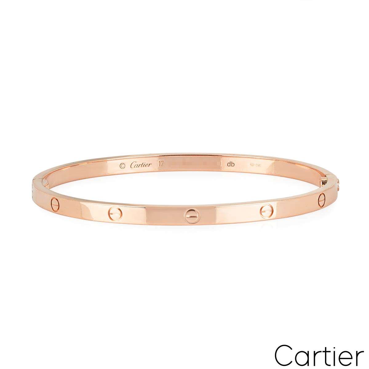 Cartier Rose Gold Plain Sm Love Bracelet Size 17 B6047317