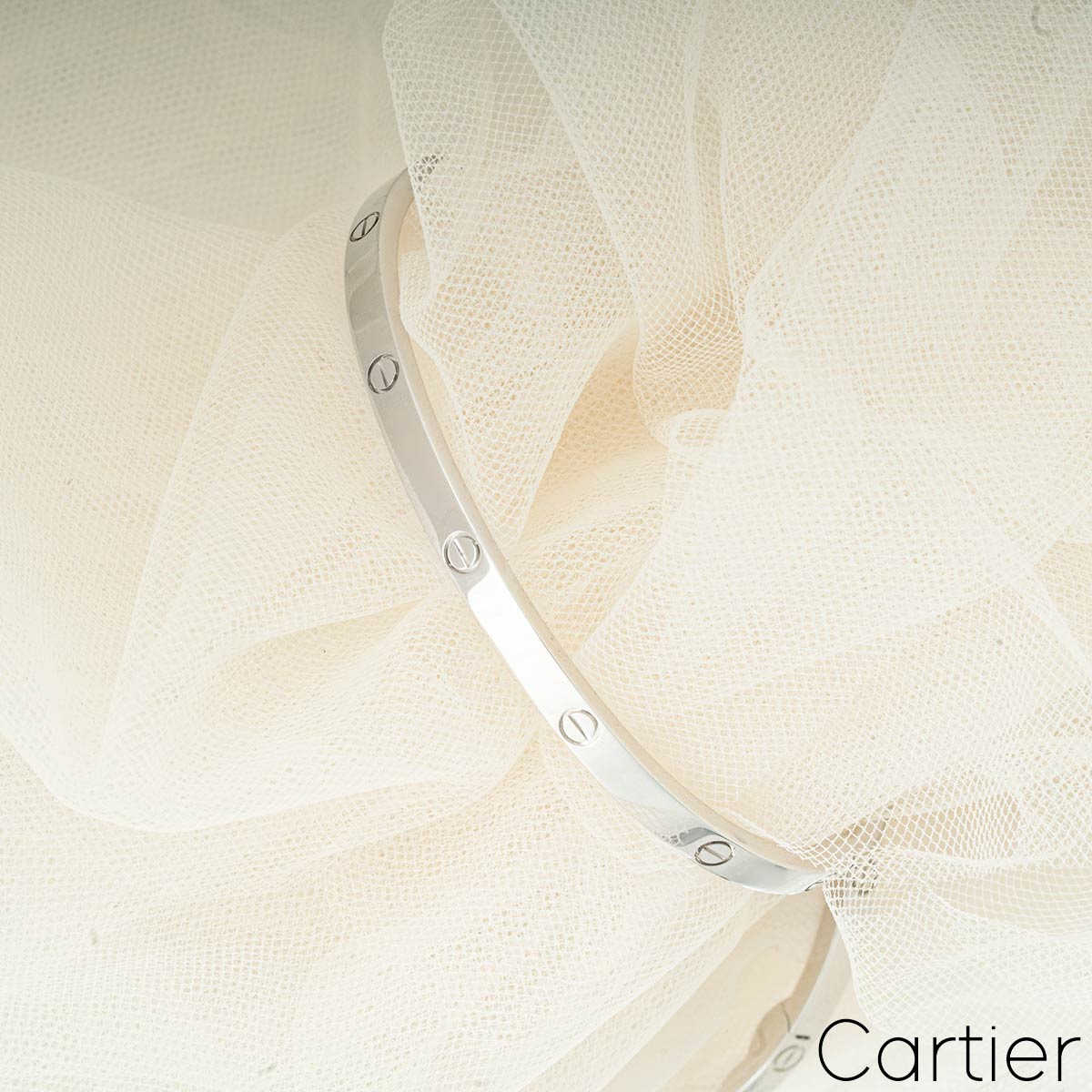 Cartier White Gold Plain Love Bracelet Sm Size 16 B6047416