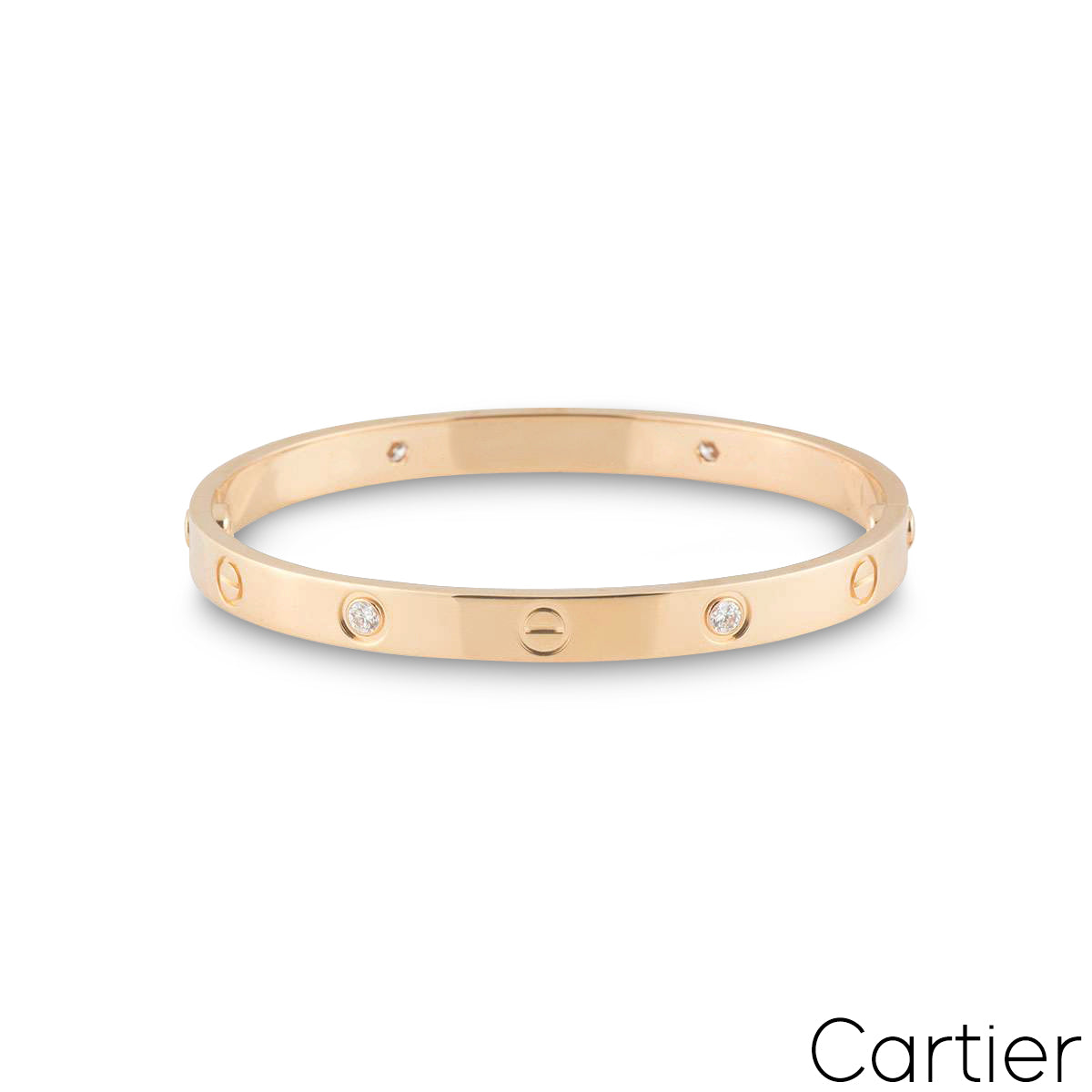 Cartier Rose Gold Half Diamond Love Bracelet Size 18 B6036018