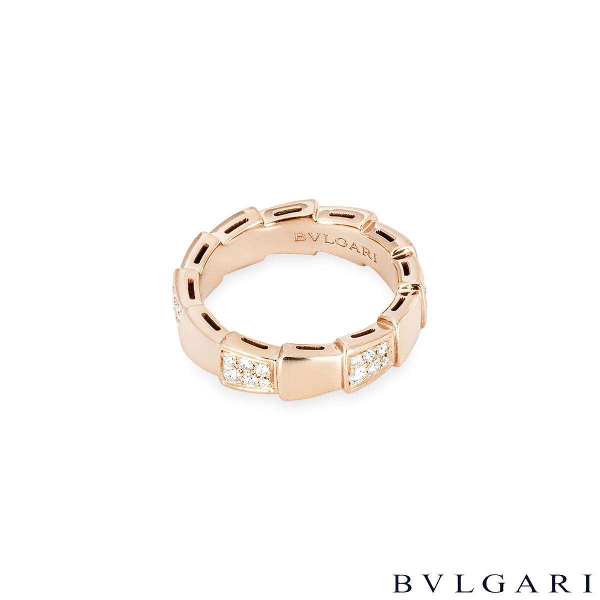 Bvlgari Rose Gold Diamond Serpenti Viper Ring Size 55 353288