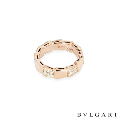 Bvlgari Rose Gold Diamond Serpenti Viper Ring Size 55 353288