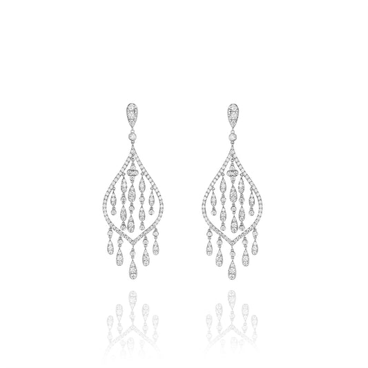 Crivelli White Gold Diamond Chandelier Earrings 7.30CT