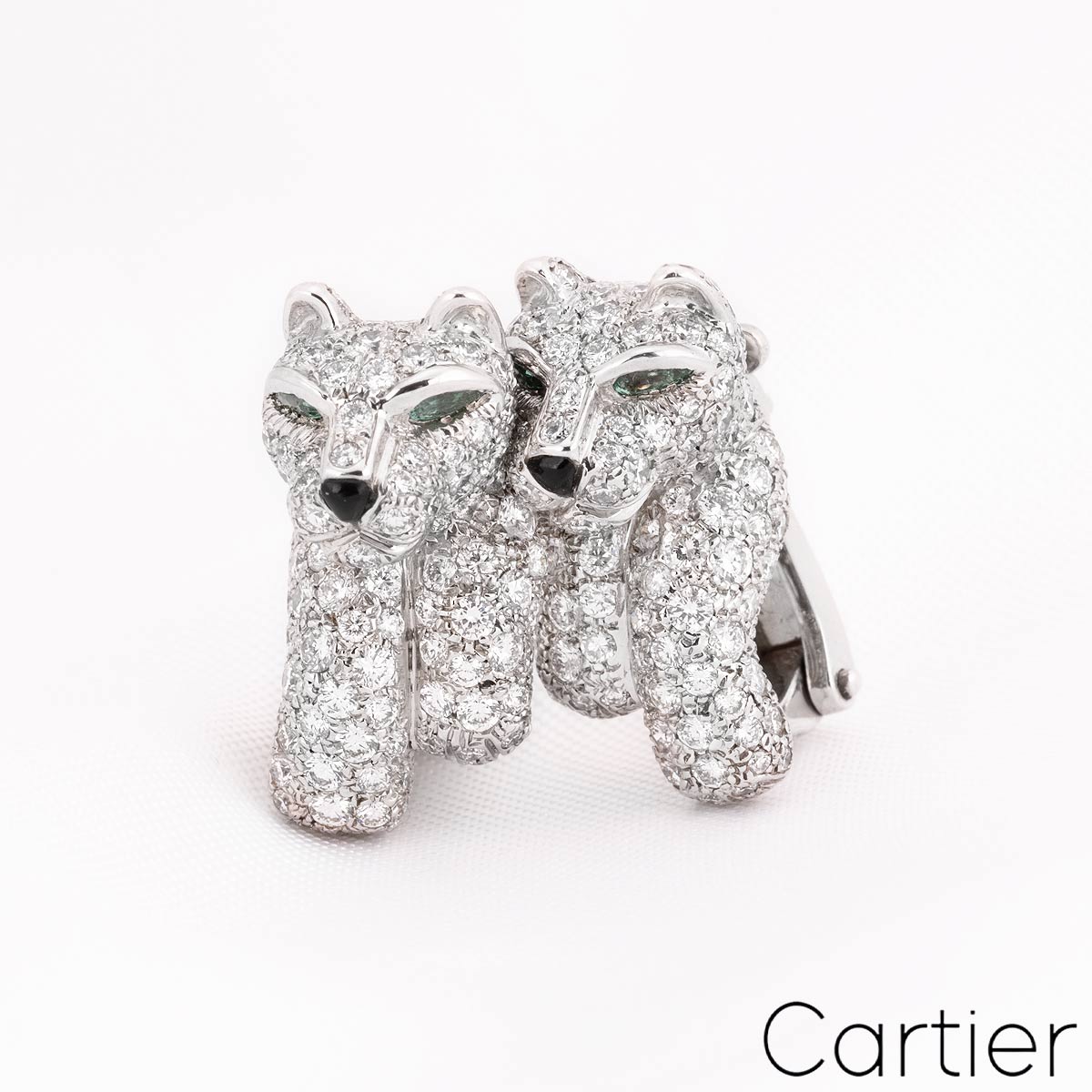 Cartier White Gold Diamond Panthere De Cartier Earrings 2.70CT Tdw