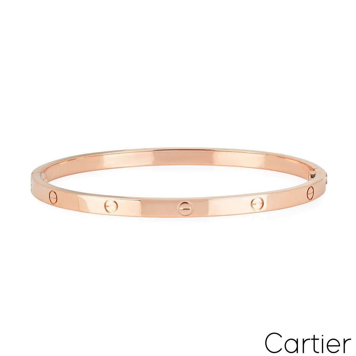 Cartier Rose Gold Plain Sm Love Bracelet Size 15 B6047315