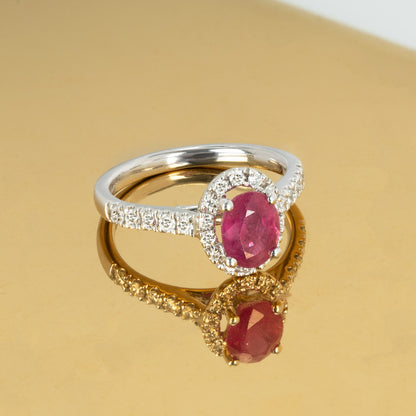 White Gold Ruby & Diamond Ring 1.53CT