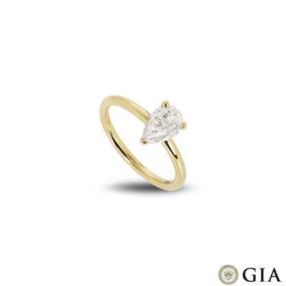 Yellow Gold Pear Cut Diamond Ring 1.00CT G/SI1