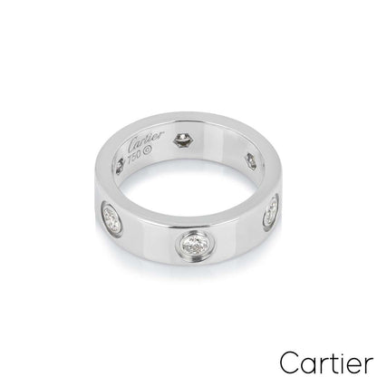 Cartier White Gold Full Diamond Love Ring Size 51 B4026000