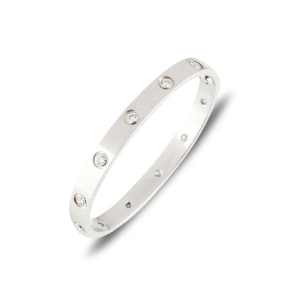 Cartier White Gold Full Diamond Love Bracelet Size 20 B6040720