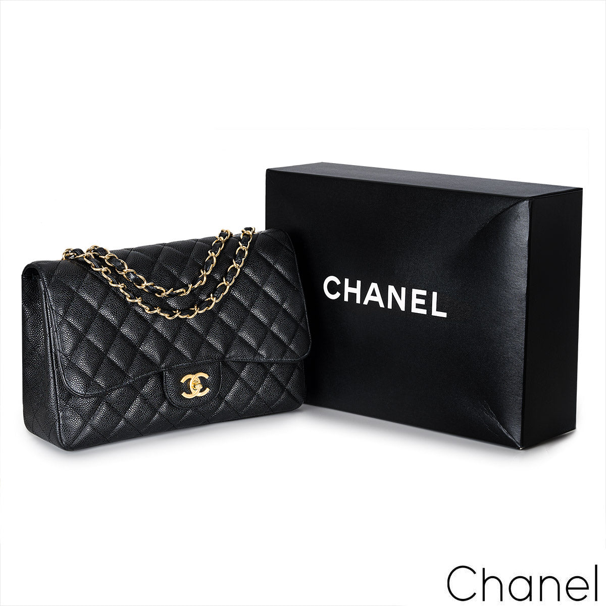 Chanel Black Caviar Jumbo Classic Single Flap Bag