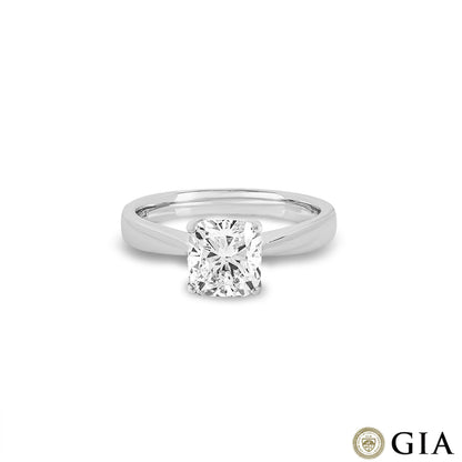 White Gold Cushion Cut Diamond Ring 1.66CT I/VS1