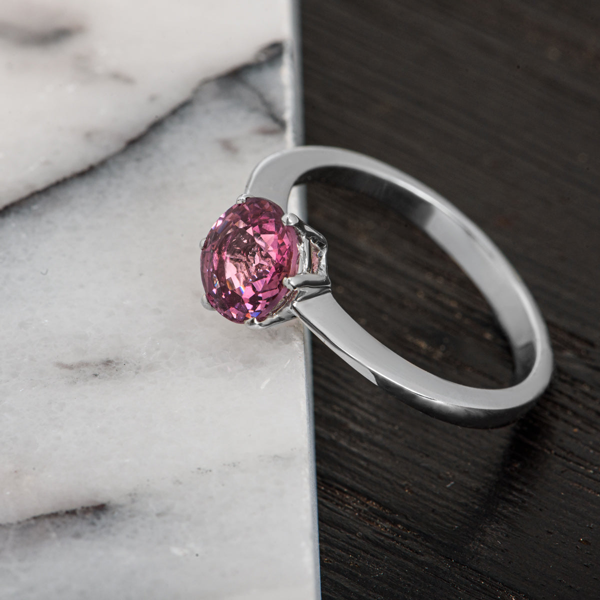 White Gold Pink Spinel Ring 1.20CT