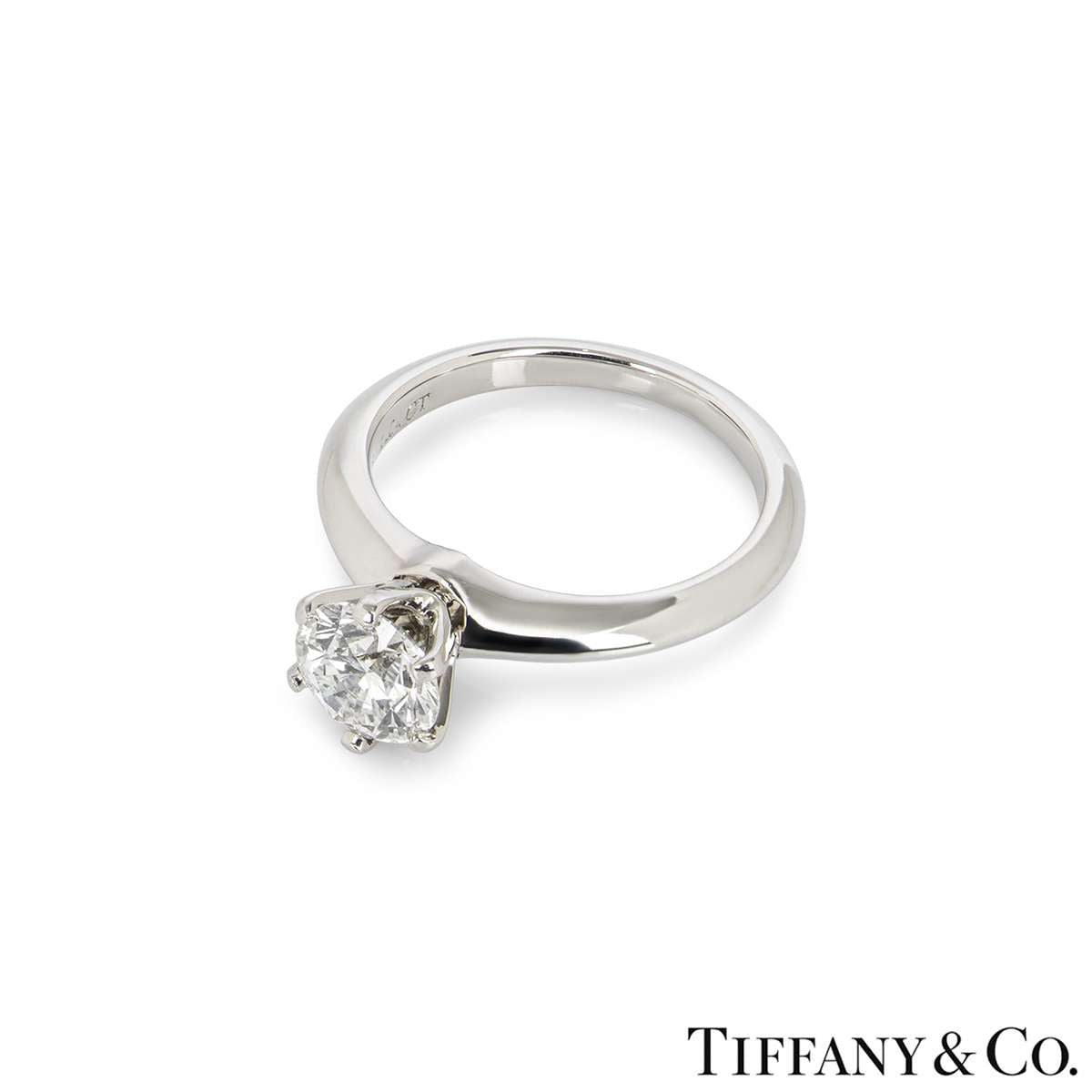 Tiffany & Co. Platinum Round Brilliant Cut Diamond Setting Ring 1.04CT G/VS2