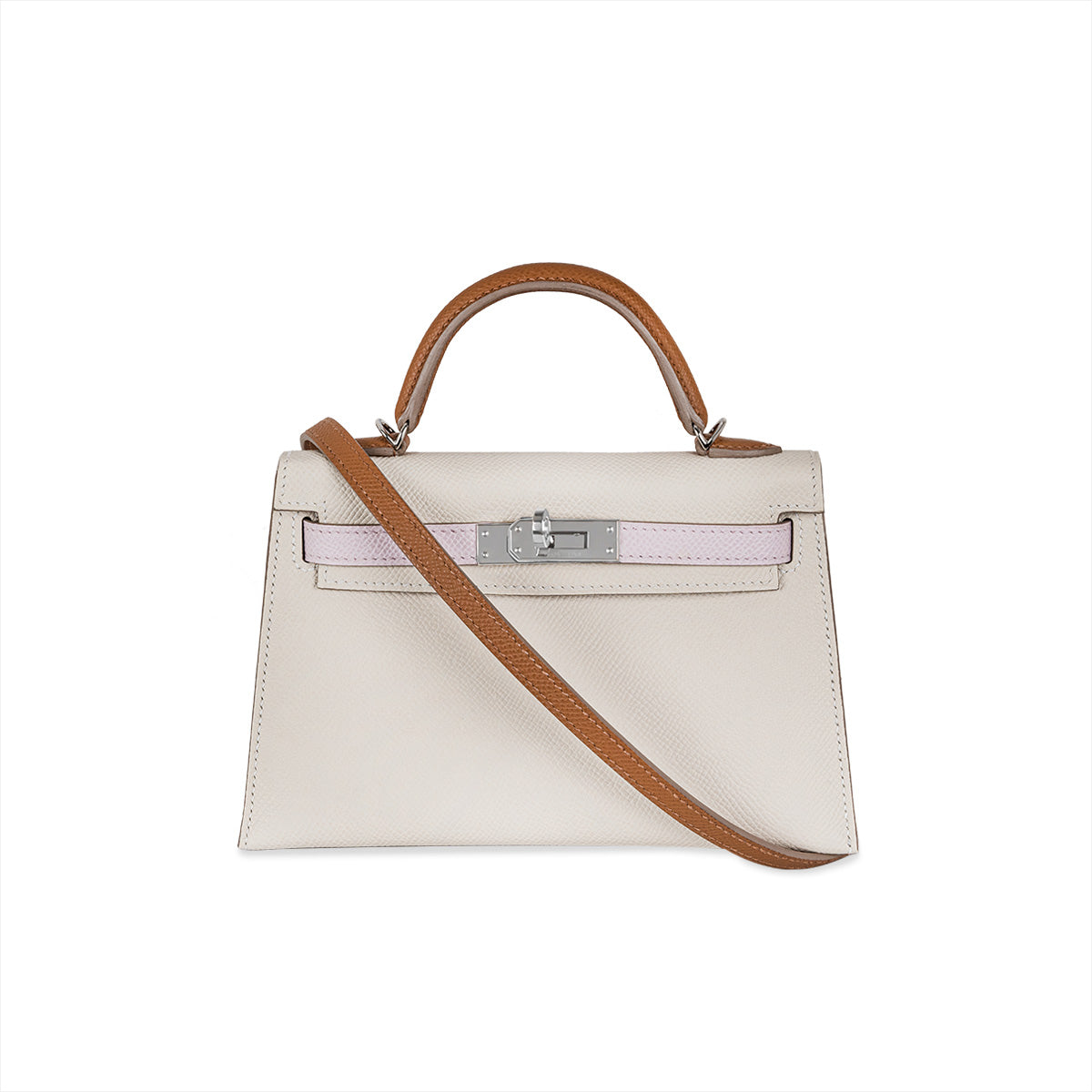 Hermès Kelly Mini II Tricolore Verso Craie/mauve Pale/gold Veau Epsom Phw