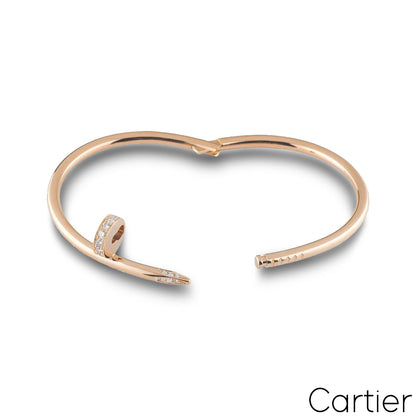 Cartier Rose Gold Diamond Juste Un Clou Bracelet Size 17 B6048517